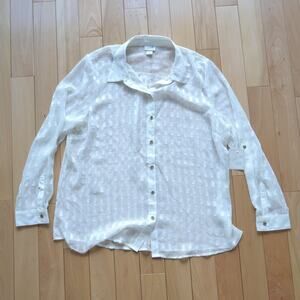 Jacklyn Smith Blouse Long Sleeve White and Gold Size XXL Gorgeous Top